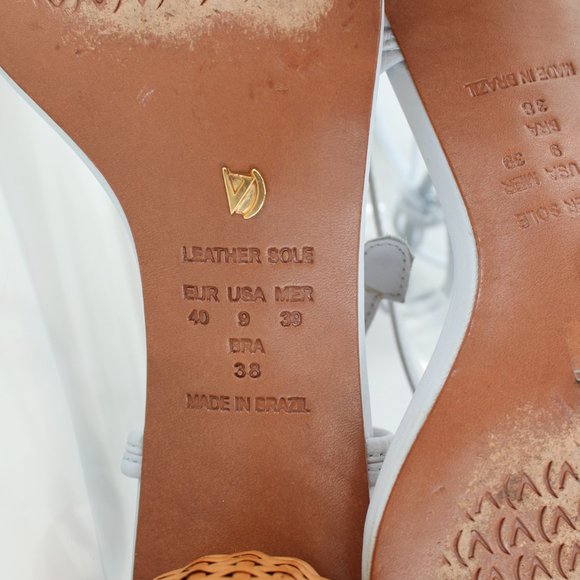 Vincenza Shoes Leather Wrap Woven Ball Heel Thong Sandal Sky Blue EUR 40/US 9 - Picture 11 of 13